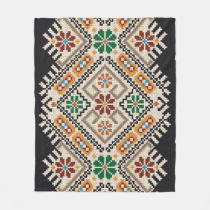 Oekraïense kruissteek: etnisch handgemaakt patroon fleece deken