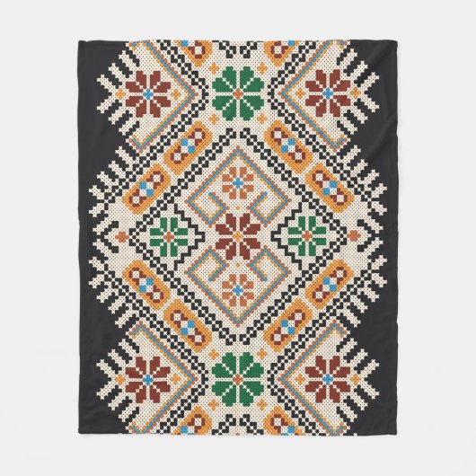 Oekraïense kruissteek: etnisch handgemaakt patroon fleece deken (Voorkant)