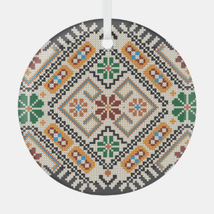 Oekraïense kruissteek: etnisch handgemaakt patroon glas ornament