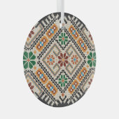 Oekraïense kruissteek: etnisch handgemaakt patroon glas ornament (Voorkant Rechts)