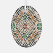 Oekraïense kruissteek: etnisch handgemaakt patroon glas ornament (Voorkant links)