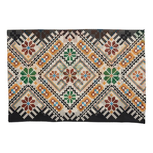 Oekraïense kruissteek: etnisch handgemaakt patroon kussensloop (Voorkant)