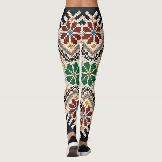Oekraïense kruissteek: etnisch handgemaakt patroon leggings (Achterkant)