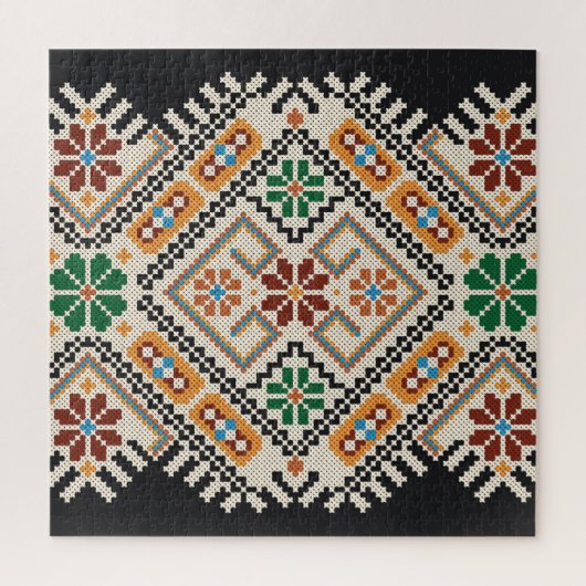 Oekraïense kruissteek: etnisch handgemaakt patroon legpuzzel (Verticaal)