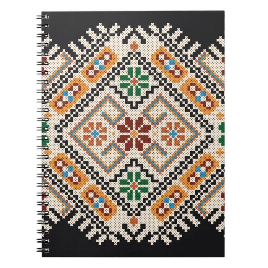 Oekraïense kruissteek: etnisch handgemaakt patroon notitieboek (Voorkant)