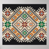Oekraïense kruissteek: etnisch handgemaakt patroon poster (Voorkant)