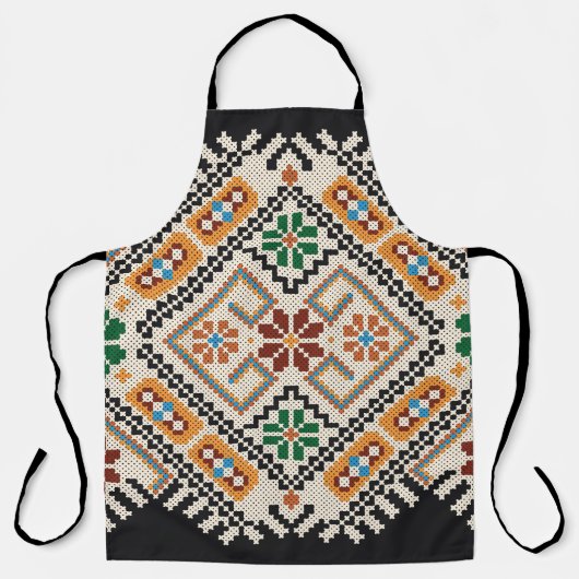 Oekraïense kruissteek: etnisch handgemaakt patroon schort (Voorkant)