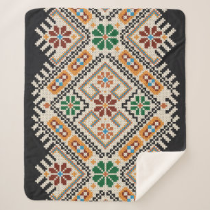 Oekraïense kruissteek: etnisch handgemaakt patroon sherpa deken