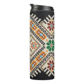 Oekraïense kruissteek: etnisch handgemaakt patroon thermosbeker (Geroteerd rechts)