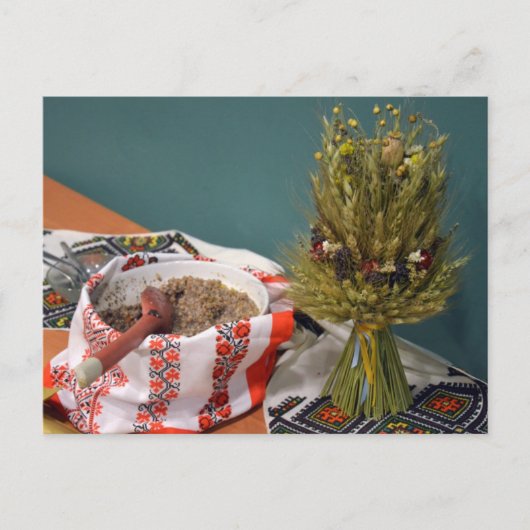 Oekraïense Kutya en Didukh Briefkaart (Voorkant)