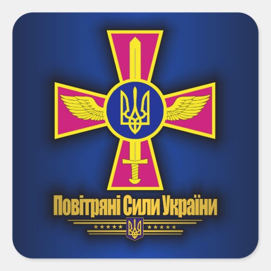 Oekraïense luchtmacht vierkante sticker (Voorkant)