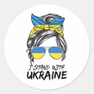 Oekraïense Meisje Oekraïense Meisje Vlag Rommelige Ronde Sticker