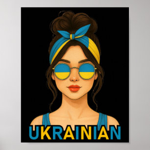 Oekraïense Meisje Oekraïne Vlag Oekraïense Vriendi Poster