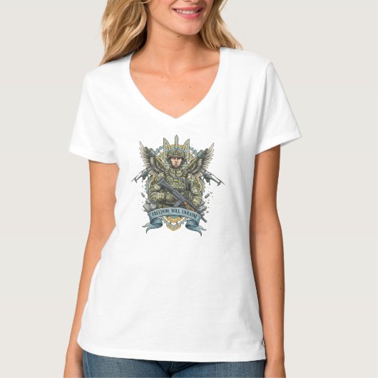 Oekraïense moderne militaire tattoo schets T-shirt (Voorkant)