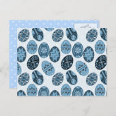 Oekraïense paaseieren blauw patroon feestdagenkaart (Voorkant / Achterkant)
