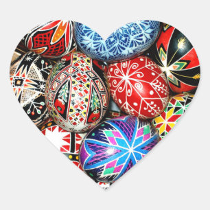Oekraïense paaseieren hart sticker