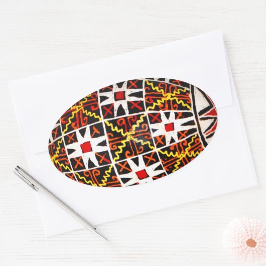 Oekraïense paaseieren ovale sticker (Envelop)