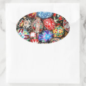 Oekraïense paaseieren ovale sticker (Tas)