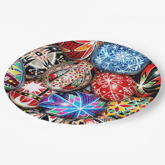 Oekraïense paaseieren papieren bordje (Gekanteld)