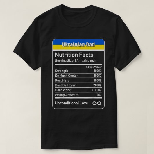 Oekraïense pap Nutrition Facts Vaderdag Gift T-shirt (Design voorkant)