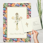 Oekraïense Pasen Eieren Kruis met Lily Pascha  Kaart