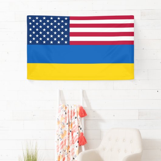 Oekraïense patriottische Amerikaanse vlag Spandoek (Insitu)