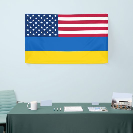 Oekraïense patriottische Amerikaanse vlag Spandoek (Beurs)