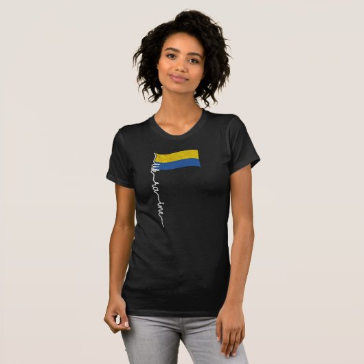 Oekraïense Pride Flagpole-Elegant Signature Design T-shirt (Voorkant volledig)