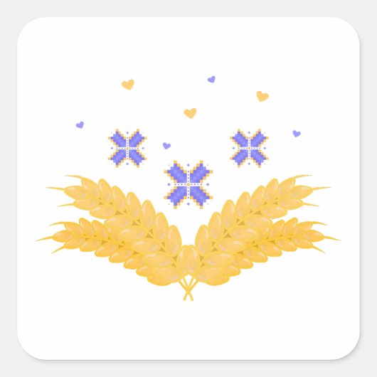 Oekraïense print - borduurwerk en graan vierkante sticker (Voorkant)