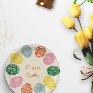 Oekraïense Pysanky Versierde Eieren Gelukkig Pasen Papieren Bordje