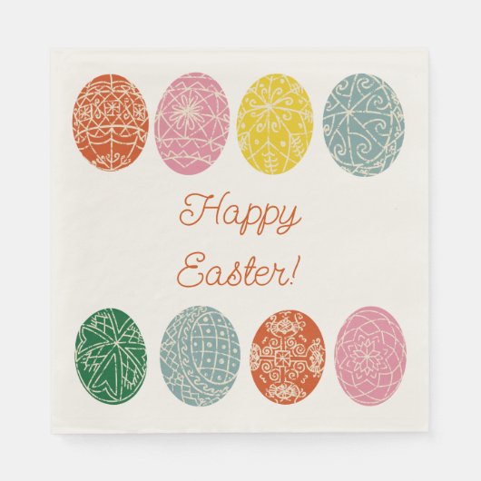 Oekraïense Pysanky Versierde Eieren Gelukkig Pasen Servet (Voorkant)