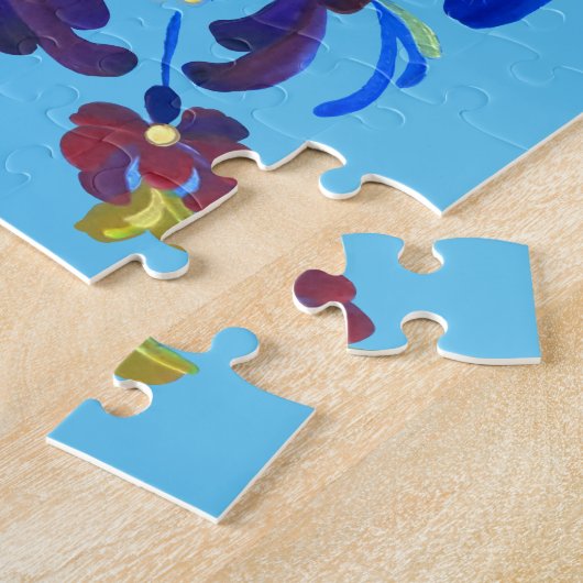 Oekraïense rooster - schilderij van Petrykivka Legpuzzel (Zijkant)