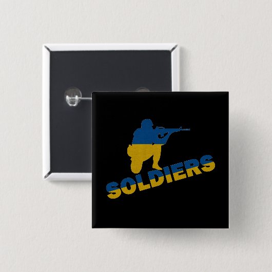 Oekraïense soldaten, Oekraïense vlag Vierkante Button 5,1 Cm (Voorkant /achterkant)