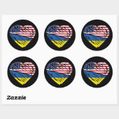 Oekraïense solidariteit met de Amerikaanse vlag He Ronde Sticker (Vel)
