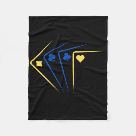 Oekraïense Speelkaarten Aas Vlag Solidariteit Fleece Deken (Voorkant)