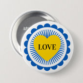 Oekraïense Steun Blauw Geel Hart Ronde Button 7,6 Cm (Voorkant /achterkant)