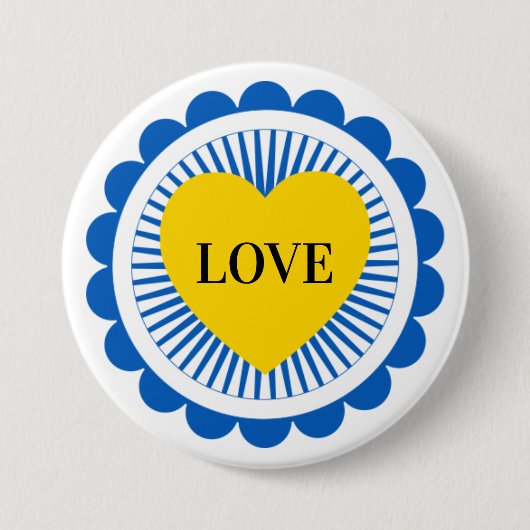 Oekraïense Steun Blauw Geel Hart Ronde Button 7,6 Cm (Voorkant)