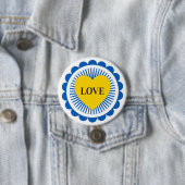 Oekraïense Steun Blauw Geel Hart Ronde Button 7,6 Cm (In situ)