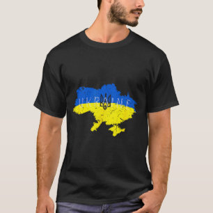 Oekraïense trots Tryzub Oekraïne Kaart Vintage Ret T-shirt