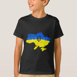 Oekraïense trots Tryzub Oekraïne Kaart Vintage Ret T-shirt