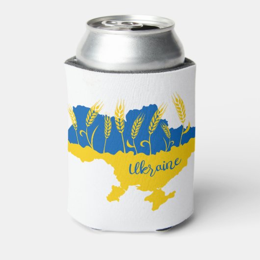 Oekraïense typografie en tarweoor onder Oekraïense Blikjeskoeler (Blikje Achterkant)