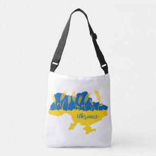 Oekraïense typografie en tarweoor onder Oekraïense Crossbody Tas