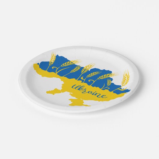 Oekraïense typografie en tarweoor onder Oekraïense Papieren Bordje (Gekanteld)