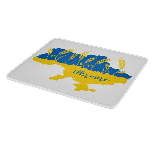 Oekraïense typografie en tarweoor onder Oekraïense Snijplank (Hoek)