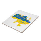 Oekraïense typografie en tarweoor onder Oekraïense Tegeltje (Zijkant)