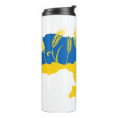 Oekraïense typografie en tarweoor onder Oekraïense Thermosbeker (Gedraaid links)