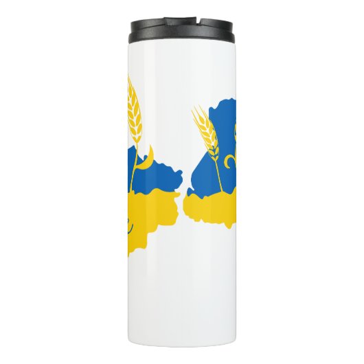 Oekraïense typografie en tarweoor onder Oekraïense Thermosbeker (Achterkant)