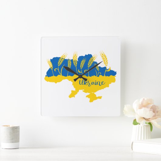 Oekraïense typografie en tarweoor onder Oekraïense Vierkante Klok (Huis)