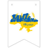 Oekraïense typografie en tarweoor onder Oekraïense Vlaggetjes (Eerste vlag)