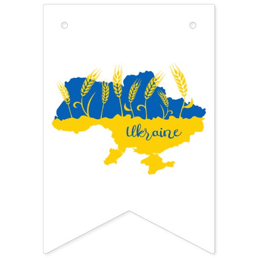 Oekraïense typografie en tarweoor onder Oekraïense Vlaggetjes (Derde vlag)